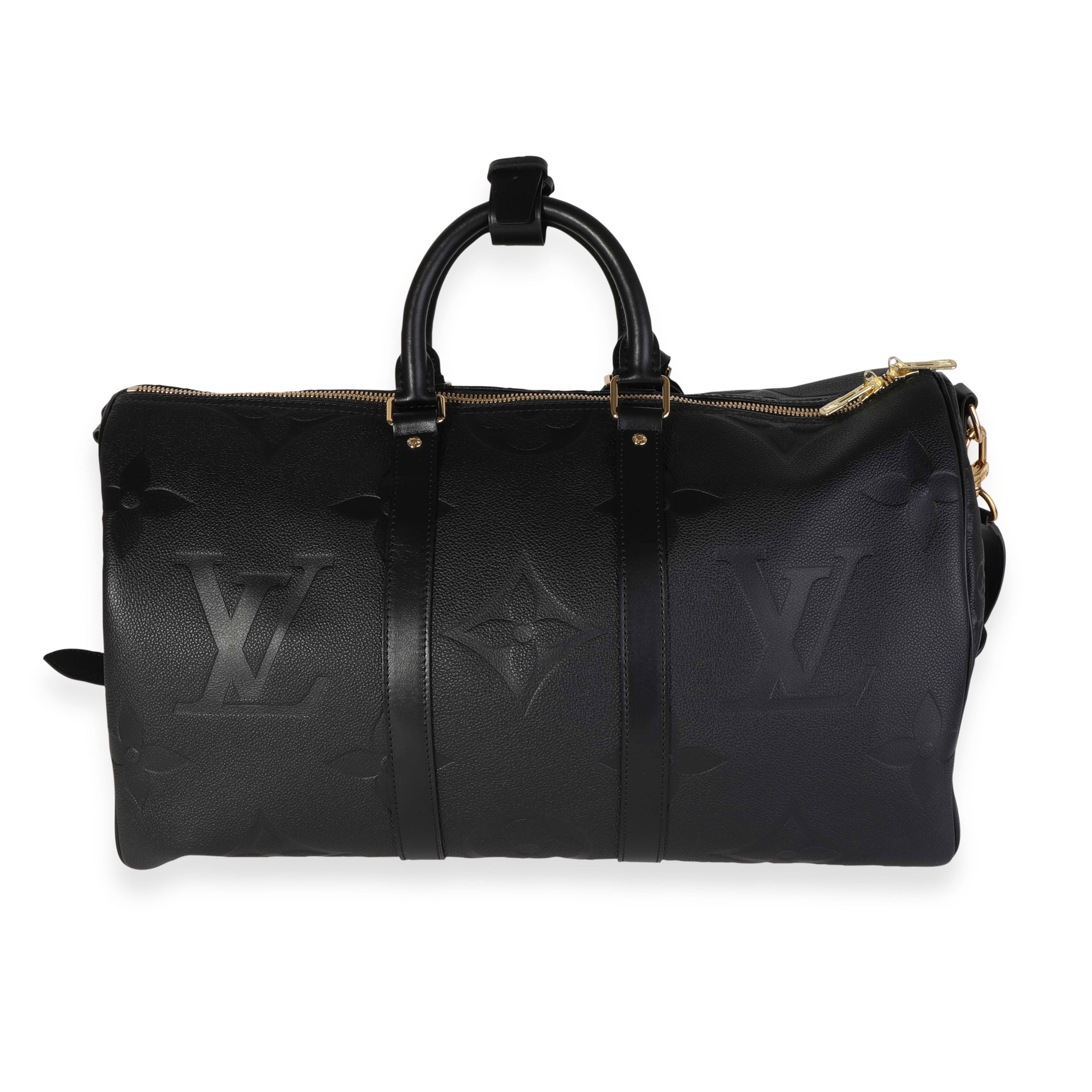 Louis Vuitton Black Monogram Empreinte Giant Keepall Bandoulière 45