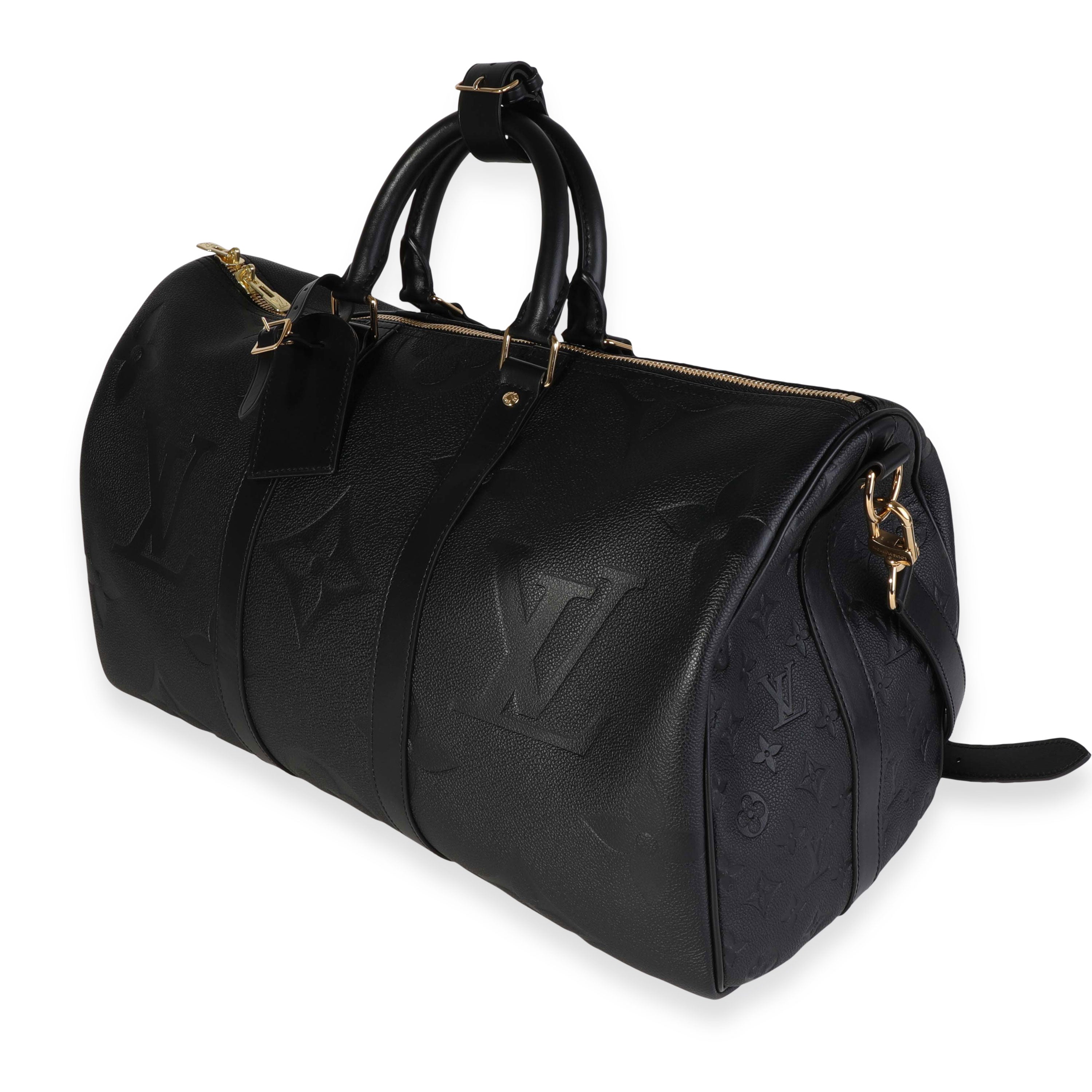 Louis Vuitton Black Monogram Empreinte Giant Keepall Bandoulière 45