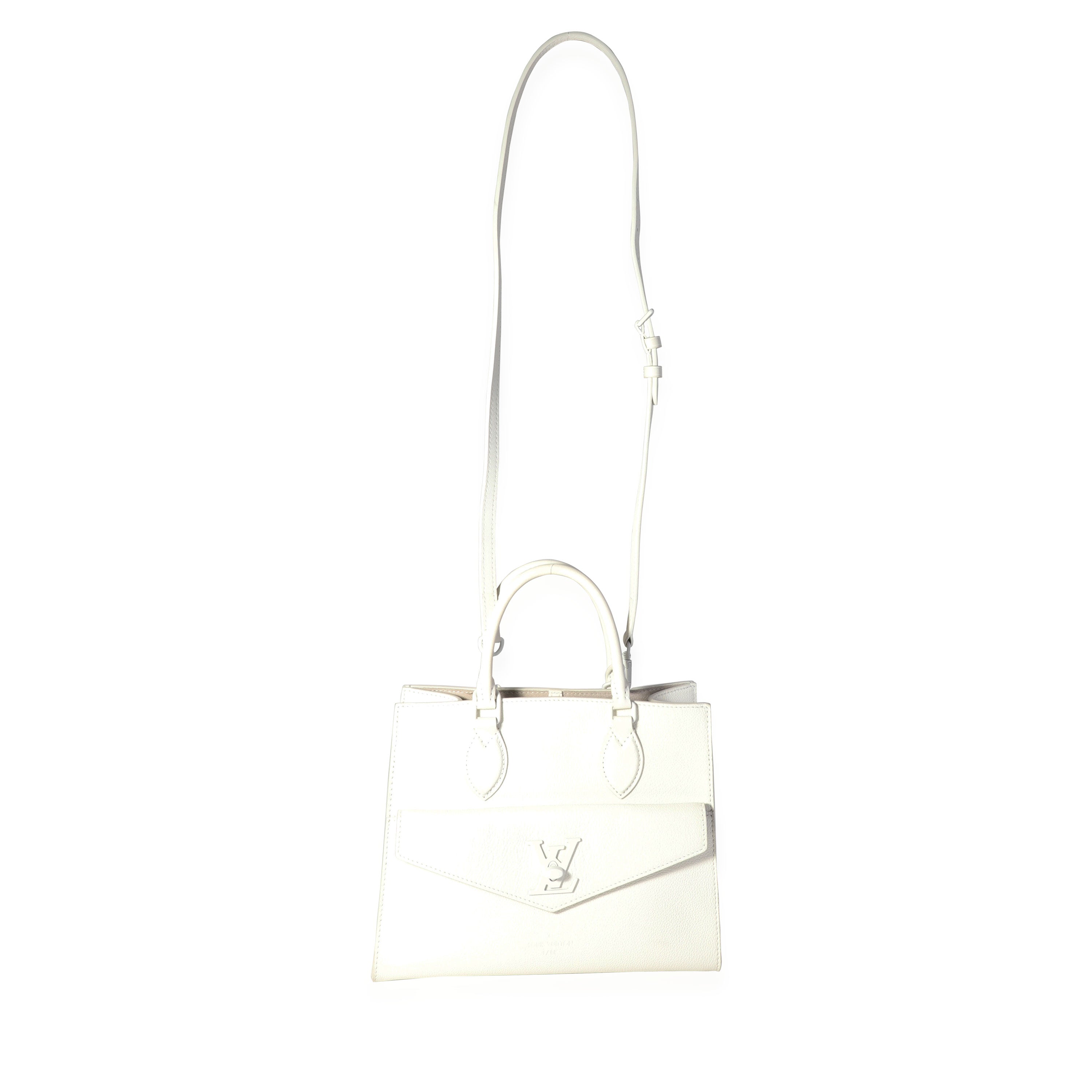 Louis Vuitton White Leather Monochrome Lockme Tote PM