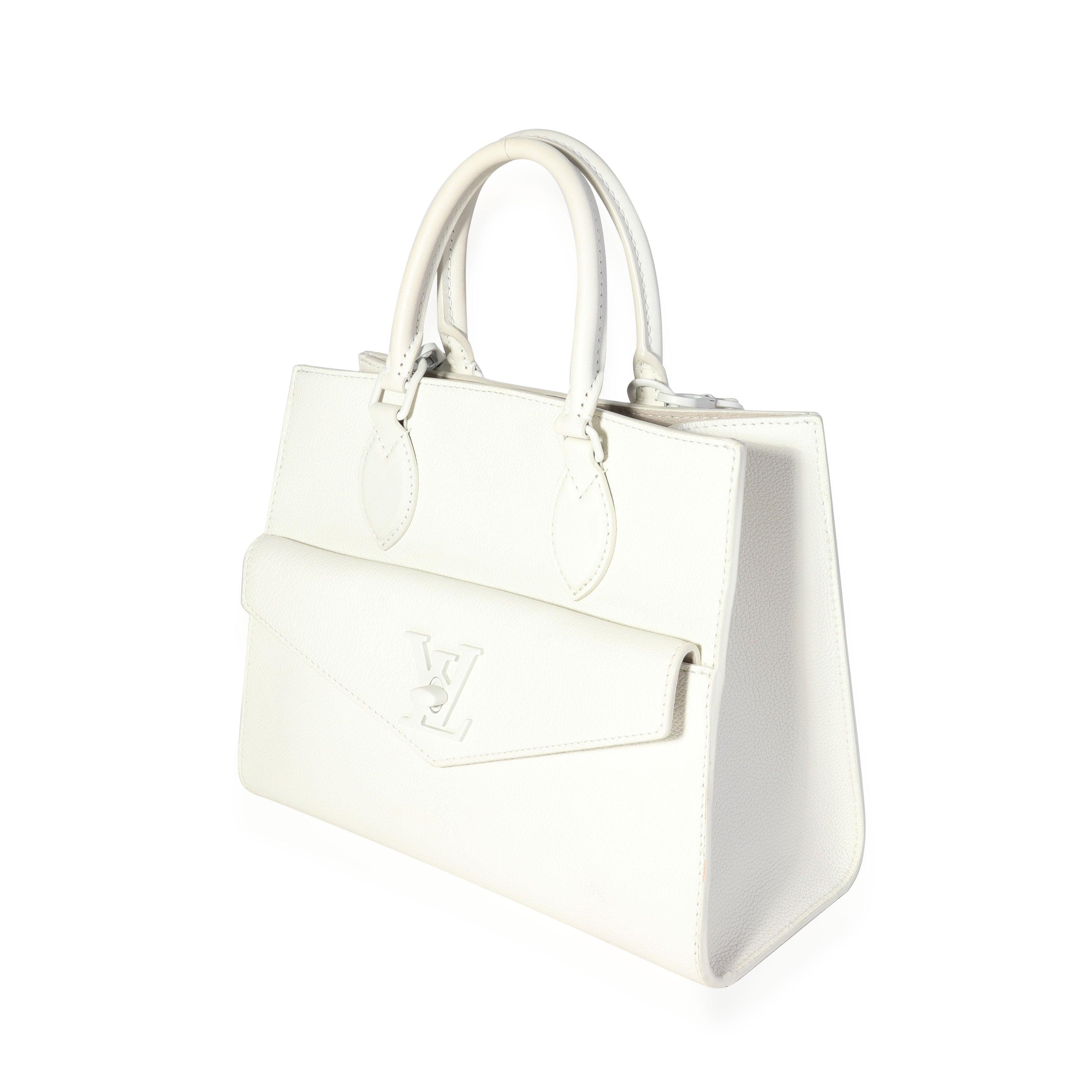 Louis Vuitton White Leather Monochrome Lockme Tote PM