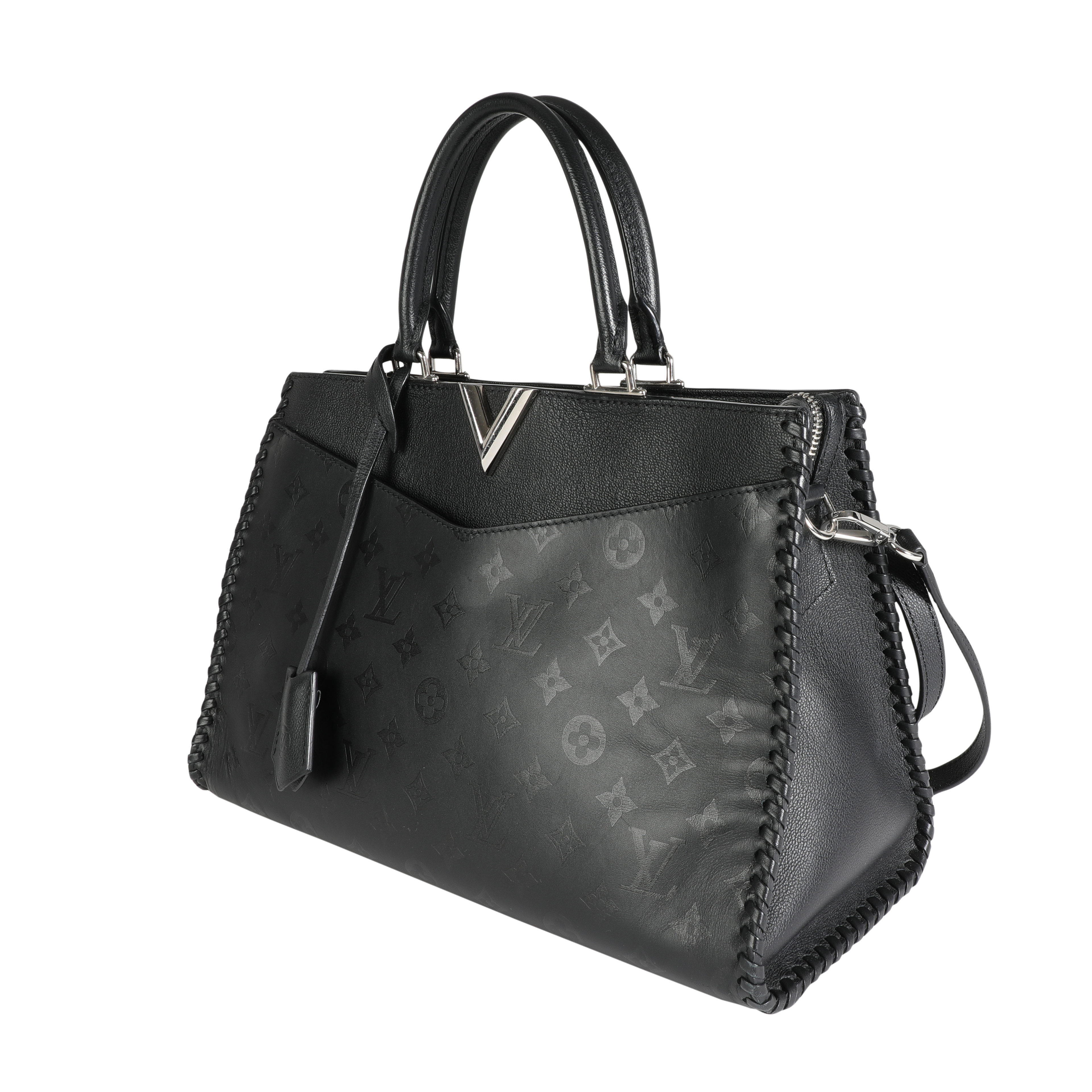 Louis Vuitton Louis Vuitton Black Monogram Leather Very Zipped Tote