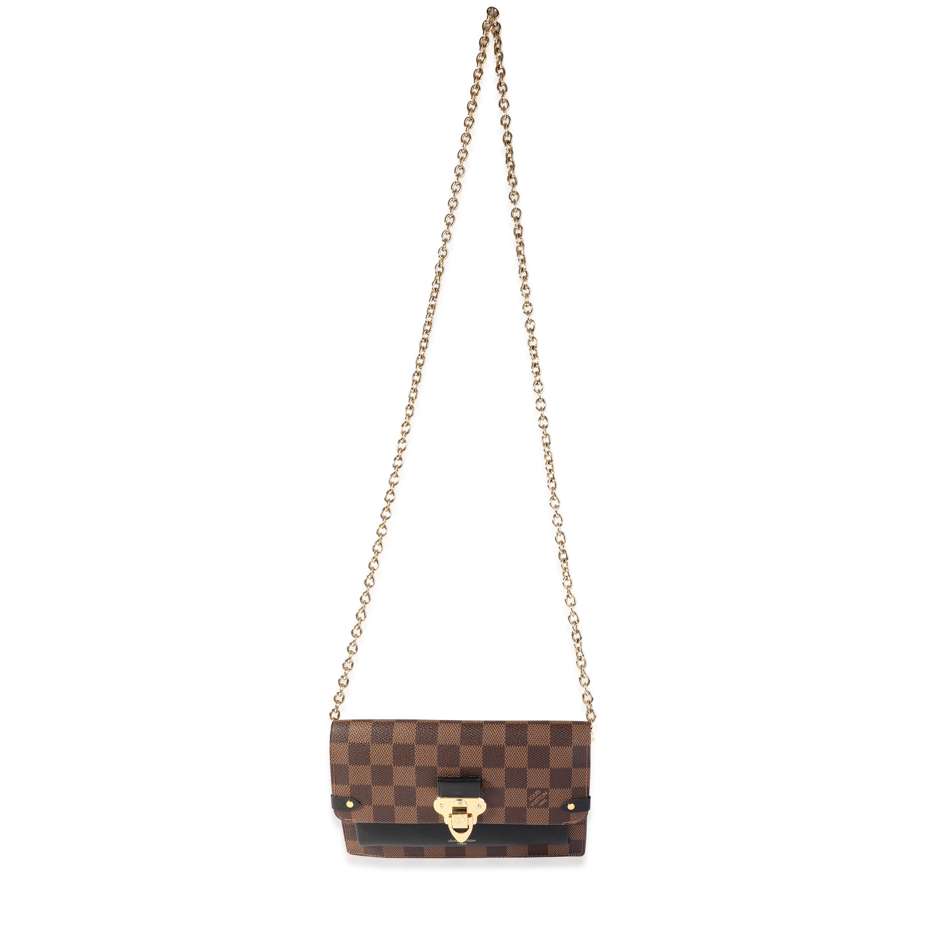 Louis Vuitton Louis Vuitton Damier Ebene Canvas & Black Cowhide Vavin Chain Wallet