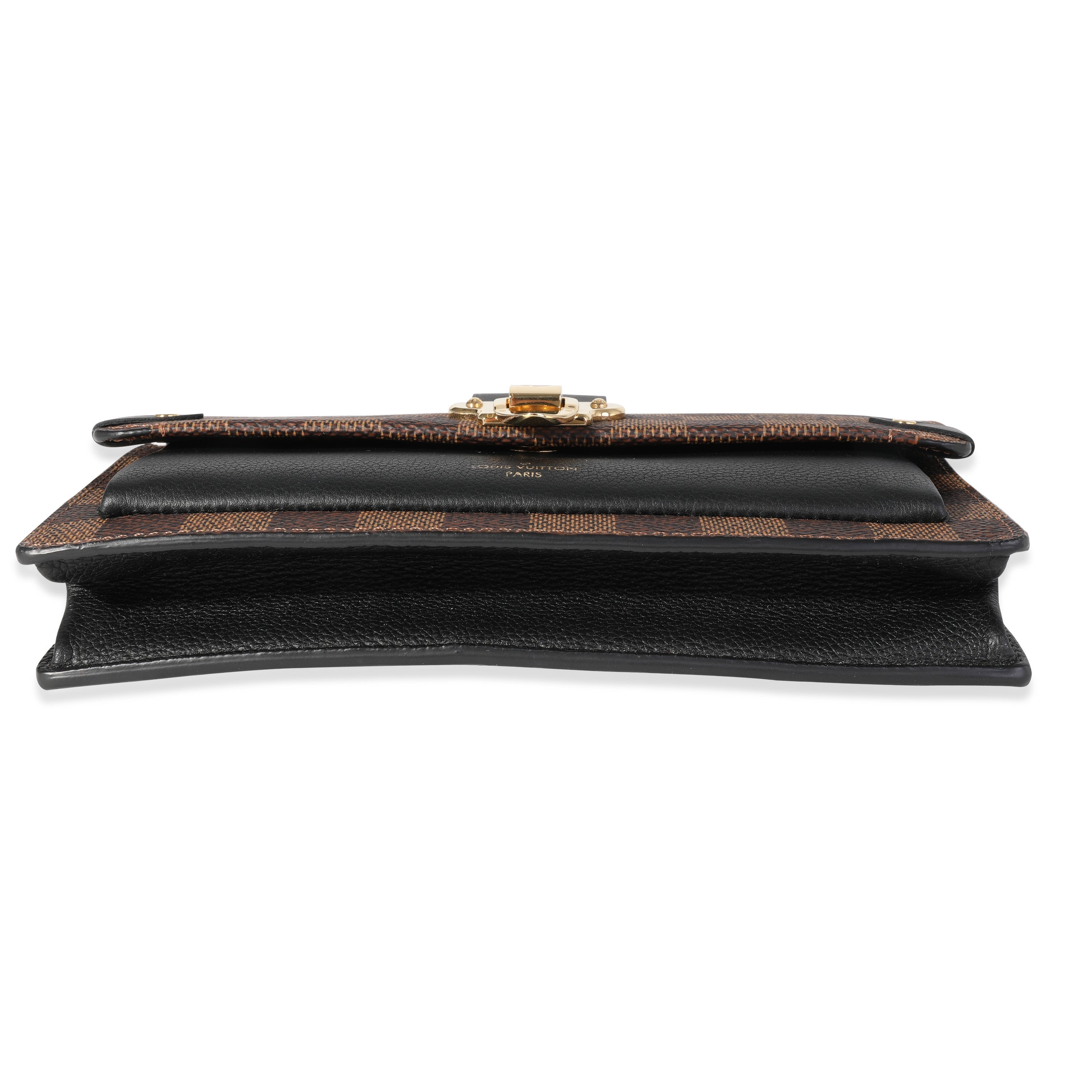 Louis Vuitton Louis Vuitton Damier Ebene Canvas & Black Cowhide Vavin Chain Wallet