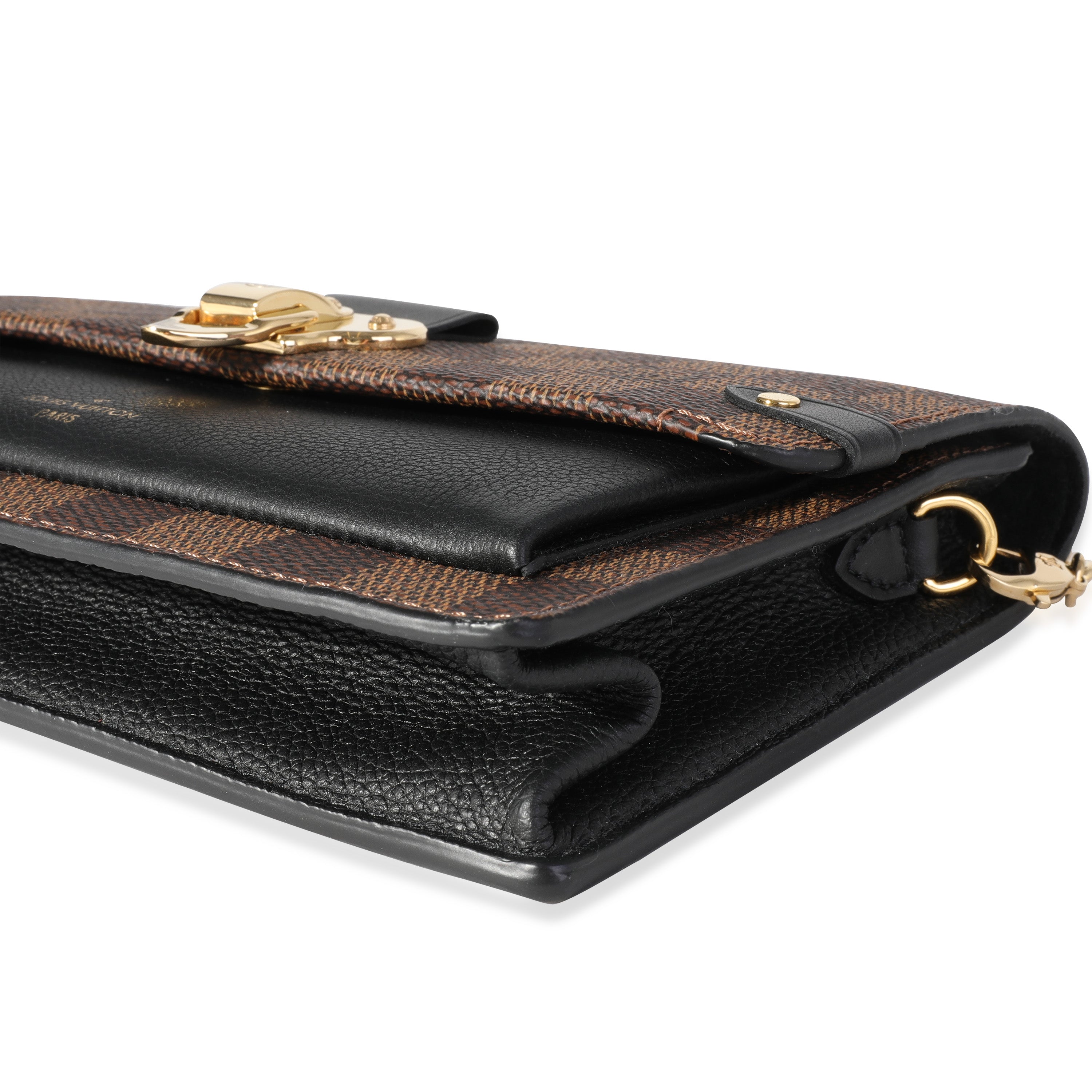 Louis Vuitton Louis Vuitton Damier Ebene Canvas & Black Cowhide Vavin Chain Wallet