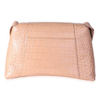 Balenciaga Beige Croc Embossed Hourglass Downtown Shoulder Bag