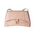 Balenciaga Beige Croc Embossed Hourglass Downtown Shoulder Bag