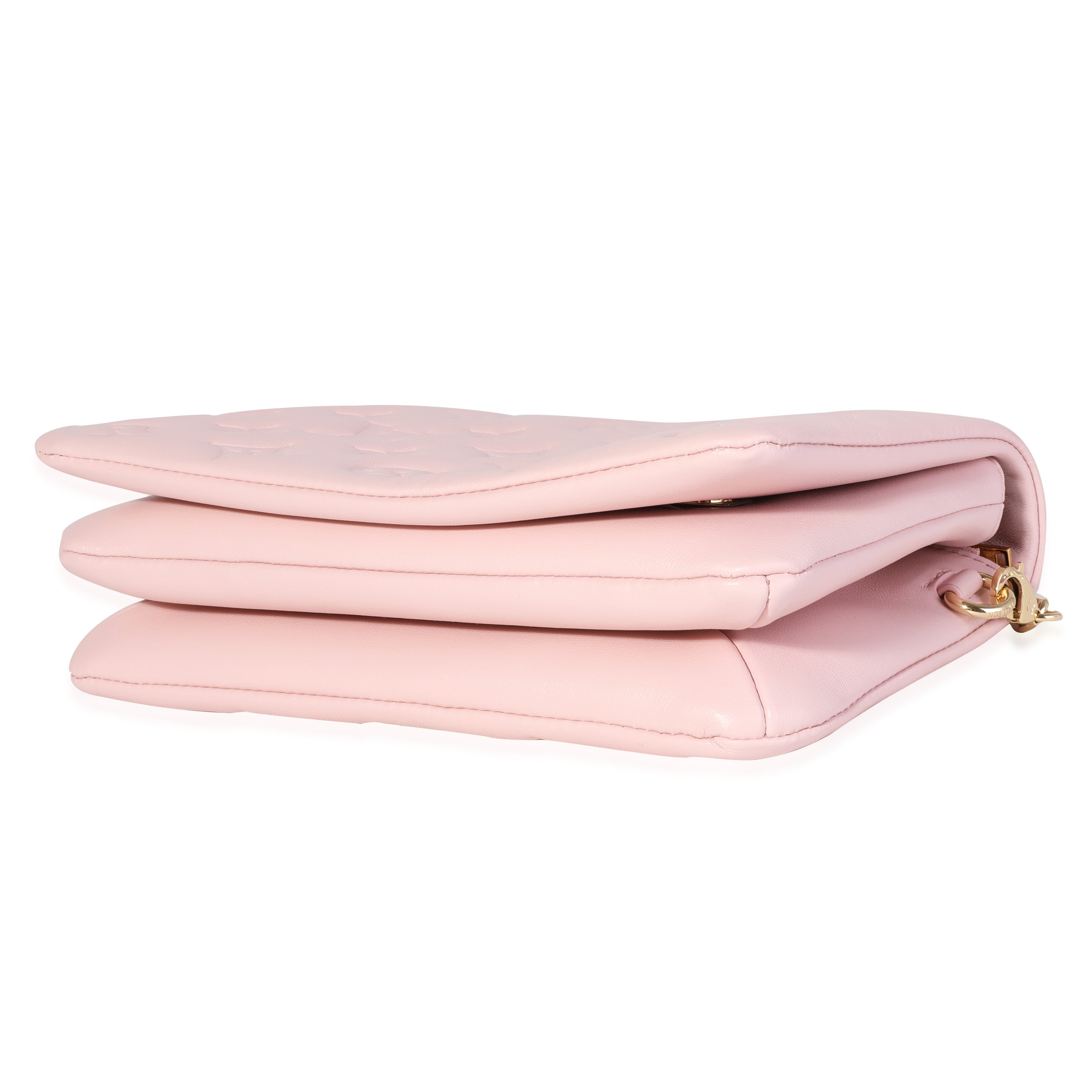 Louis Vuitton Louis Vuitton Pink Monogram-Embossed Puffy Lambskin Leather Pochette Coussin