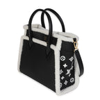 Louis Vuitton Louis Vuitton Black Grained Calfskin & White Shearling Monogram On My Side MM