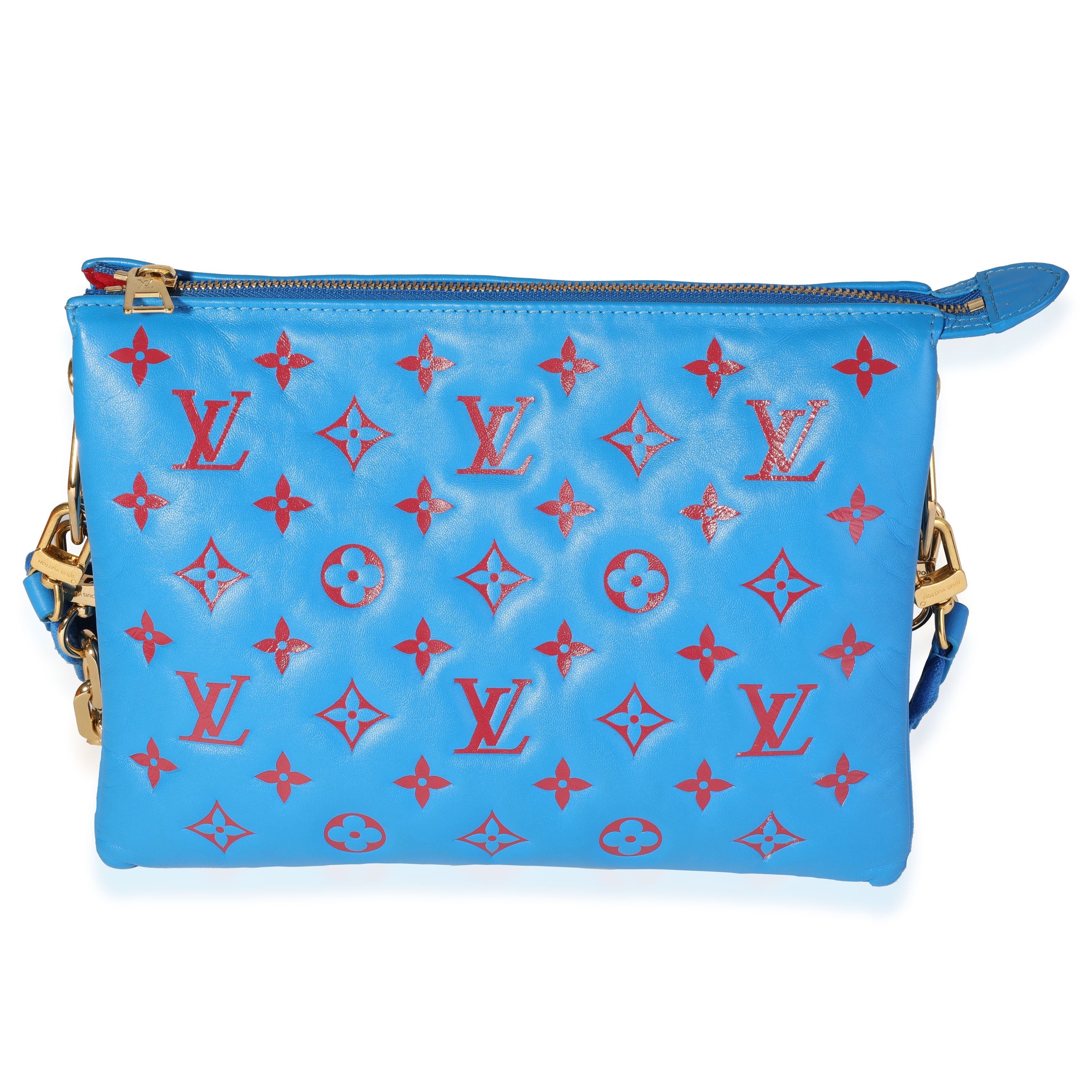 Louis Vuitton Louis Vuitton Blue & Red Embossed Lambskin Vuittamins Coussin PM