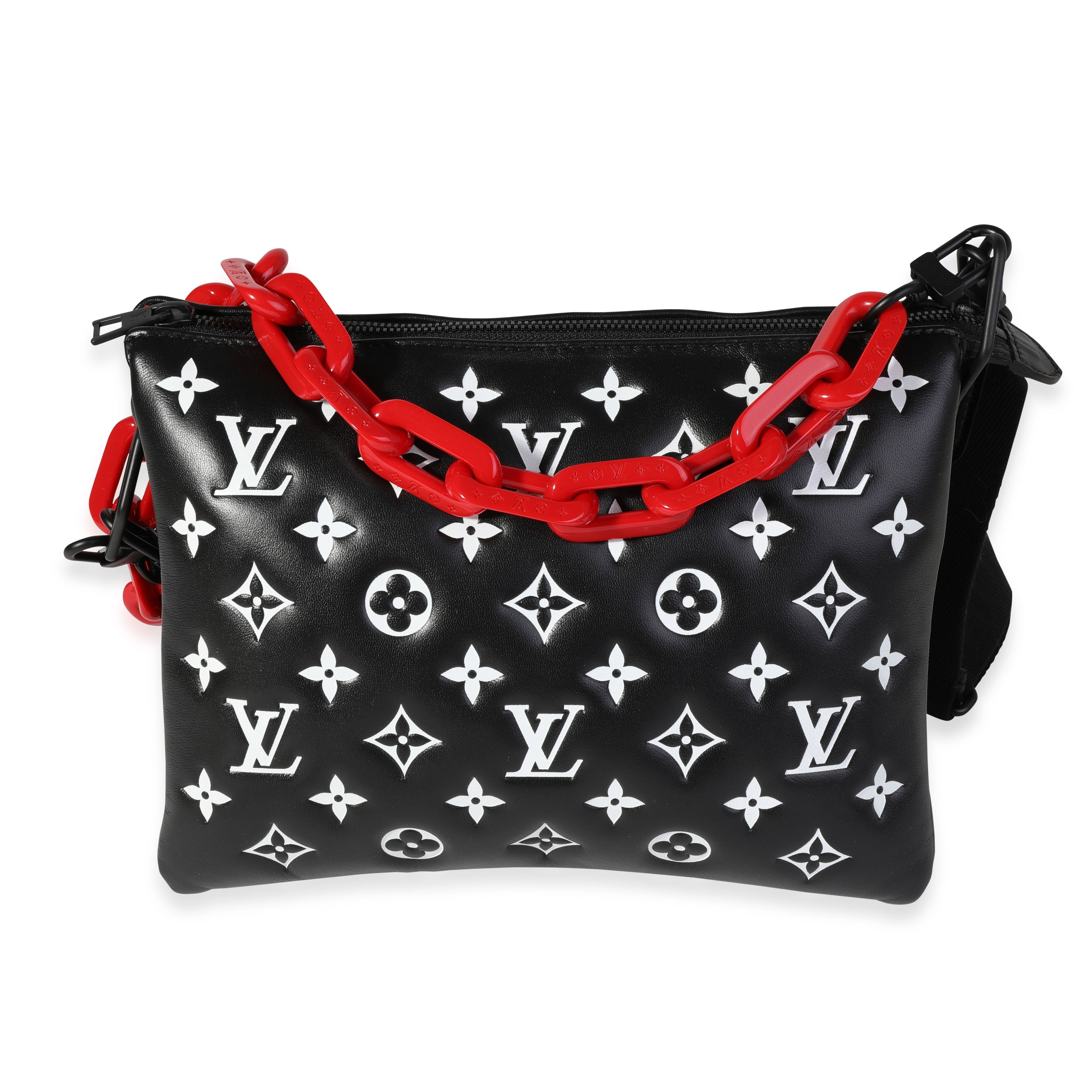 Louis Vuitton Louis Vuitton Black and White Lambskin Coussin PM