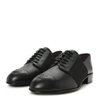 Chanel Calfskin Elastic Lace Up Cap Toe CC Loafers 39 Black