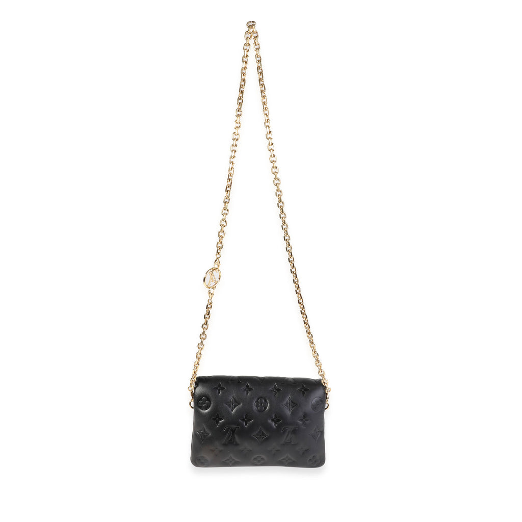 Louis Vuitton Louis Vuitton Black Monogram Embossed Lambskin Pochette Coussin