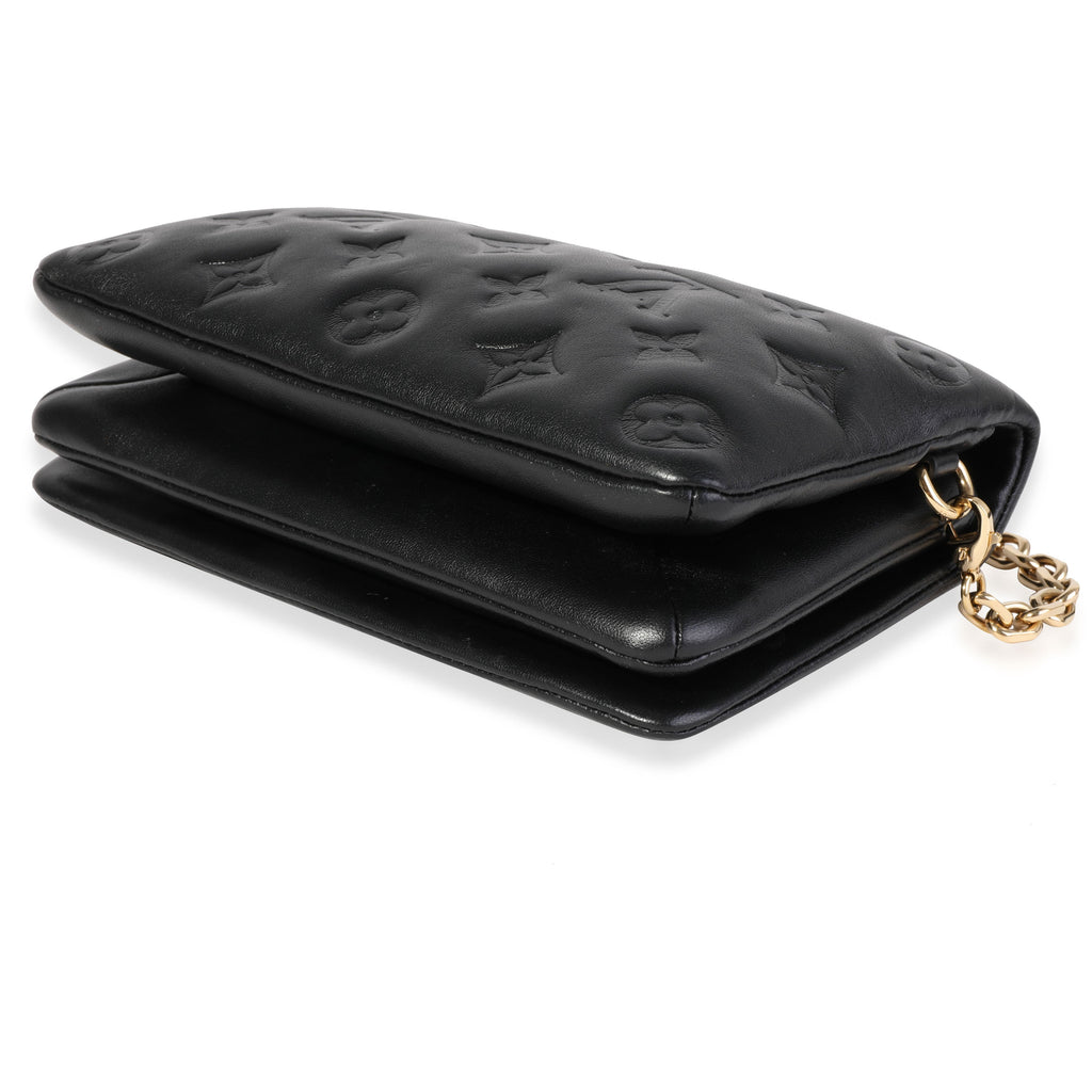 Louis Vuitton Louis Vuitton Black Monogram Embossed Lambskin Pochette Coussin