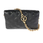 Louis Vuitton Louis Vuitton Black Monogram Embossed Lambskin Pochette Coussin