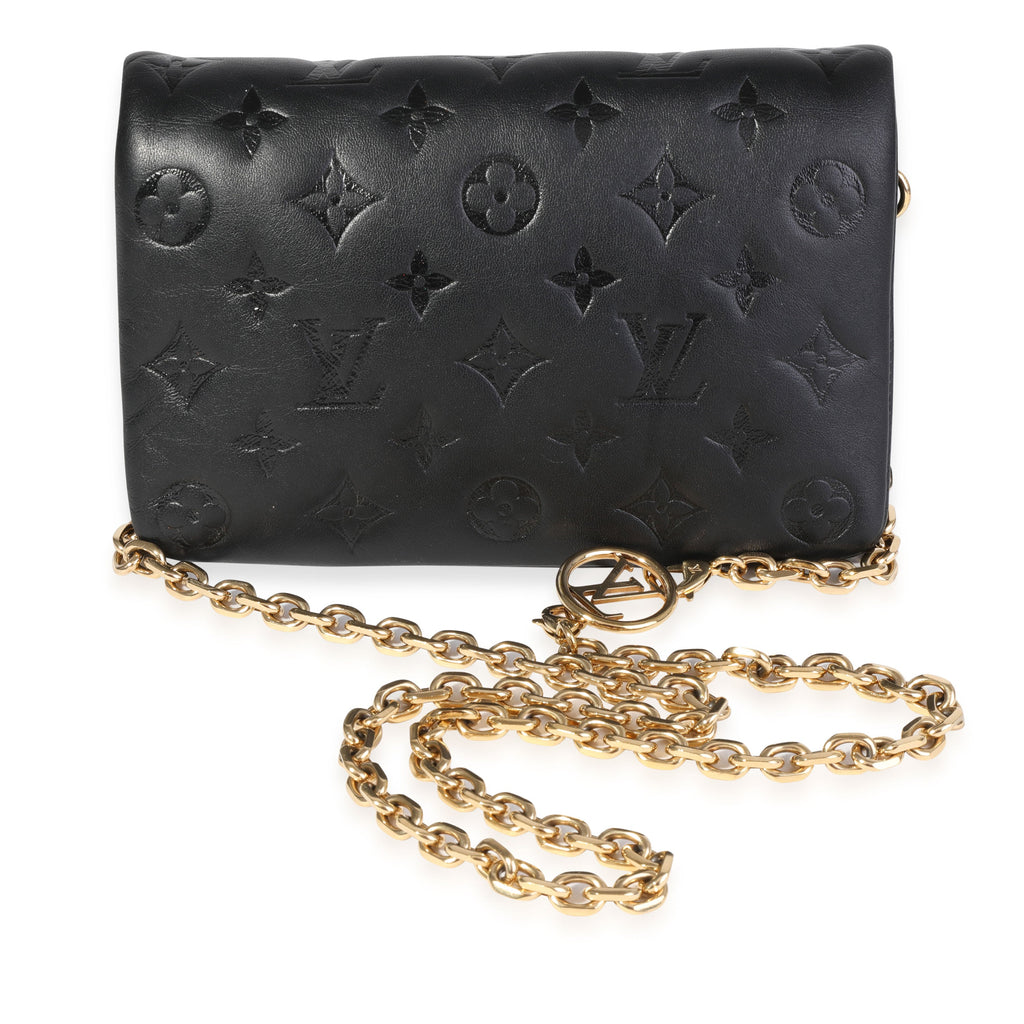 Louis Vuitton Louis Vuitton Black Monogram Embossed Lambskin Pochette Coussin
