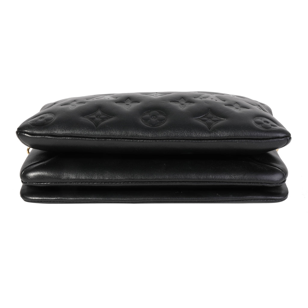 Louis Vuitton Louis Vuitton Black Monogram Embossed Lambskin Pochette Coussin