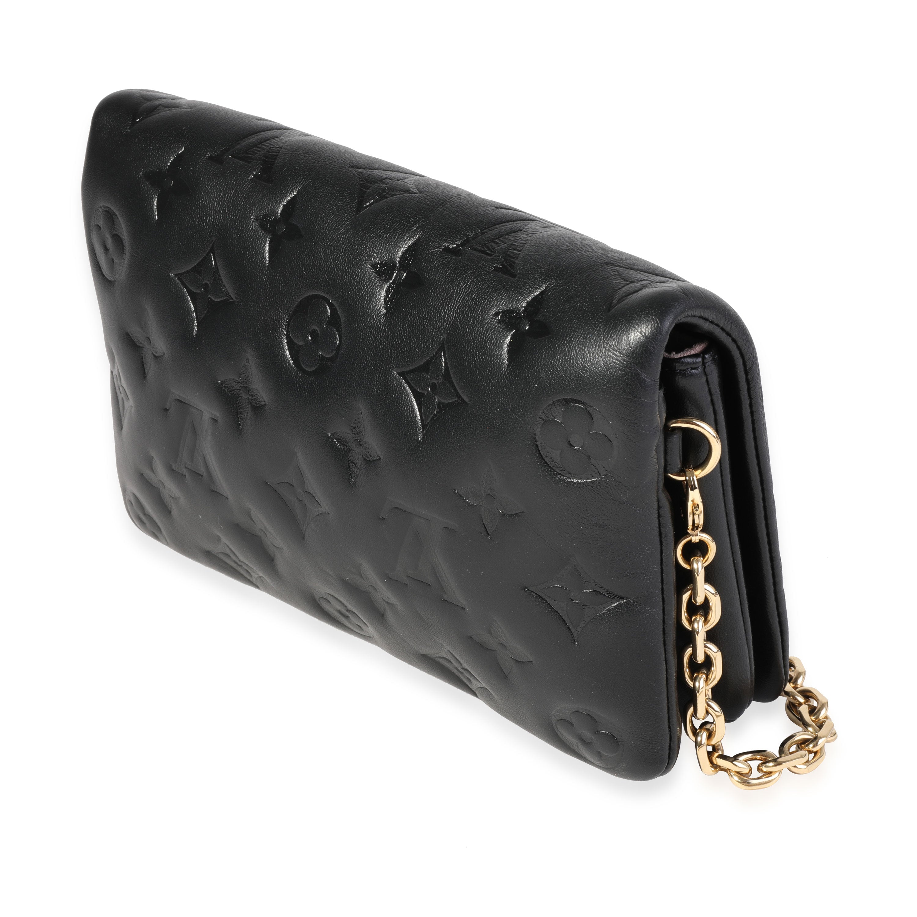 Louis Vuitton Louis Vuitton Black Monogram Embossed Lambskin Pochette Coussin