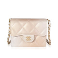 Chanel Gold Metallic Ombré Quilted Goatskin Classic Mini Clutch with Chain