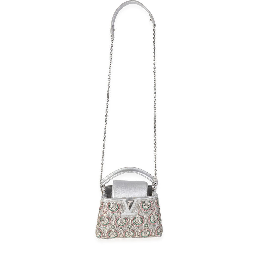Louis Vuitton Louis Vuitton Silver Metallic Broderies Capucines Mini