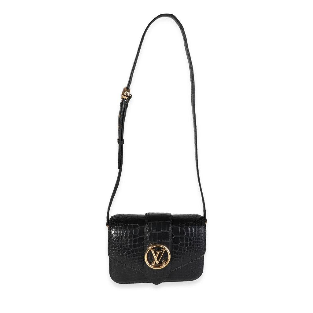 Louis Vuitton Black Matte Alligator Pont 9 Bag