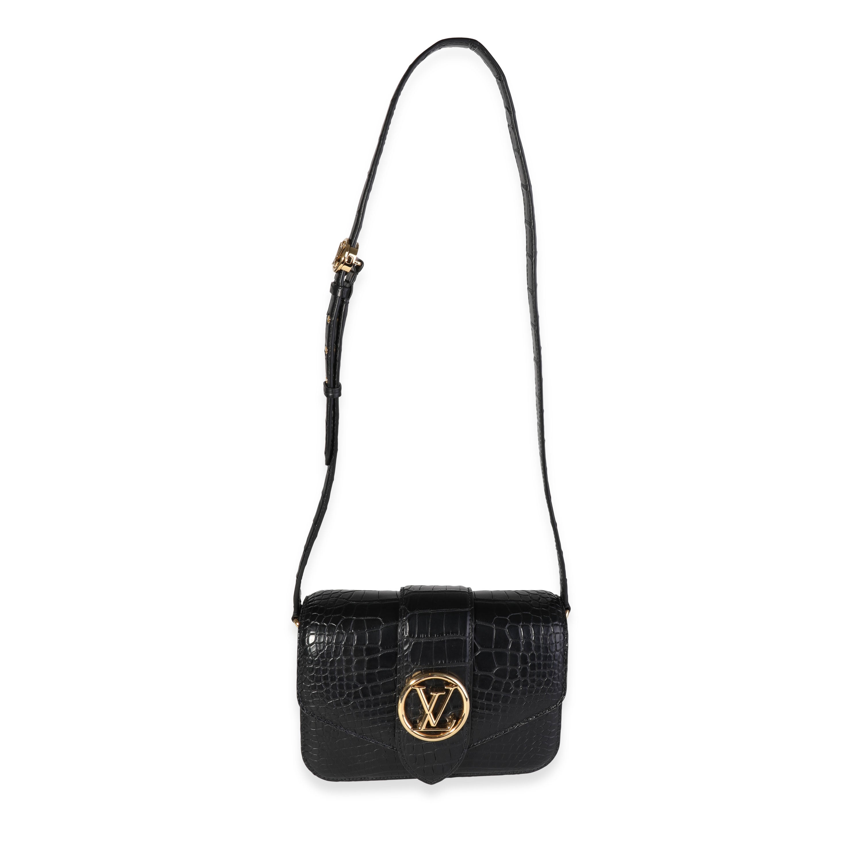 Louis Vuitton Black Matte Alligator Pont 9 Bag