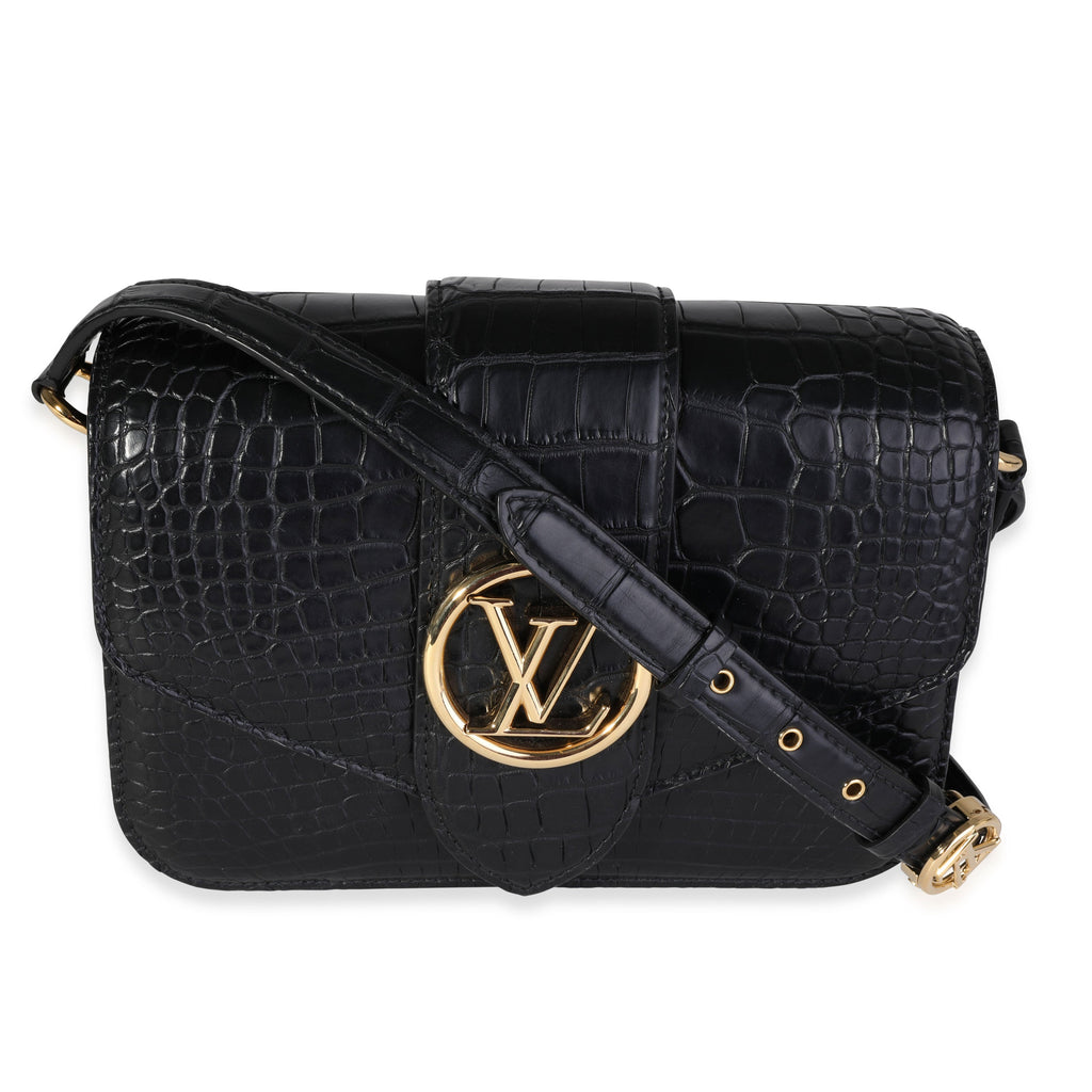Louis Vuitton Black Matte Alligator Pont 9 Bag