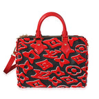 Louis Vuitton Louis Vuitton x Urs Fischer Limited Black & Red Tufted Monogram Canvas Speedy 25