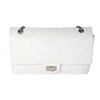 Chanel White Aged Calfskin Quilted 2.55 Reissue 227 Flap