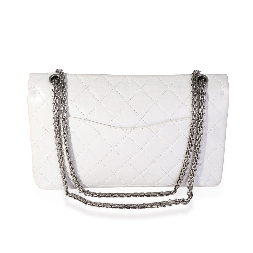 Chanel White Aged Calfskin Quilted 2.55 Reissue 227 Flap
