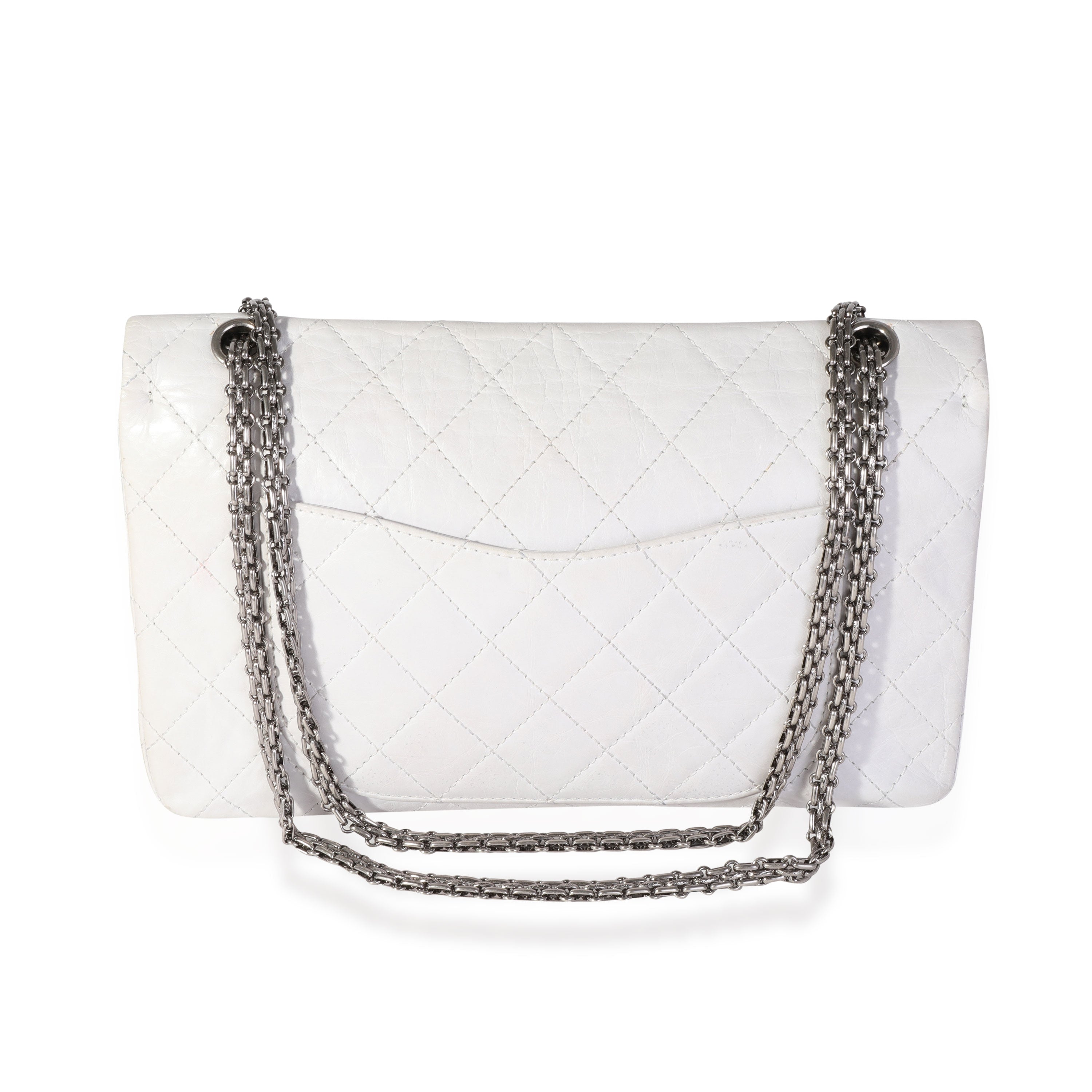 Chanel White Aged Calfskin Quilted 2.55 Reissue 227 Flap