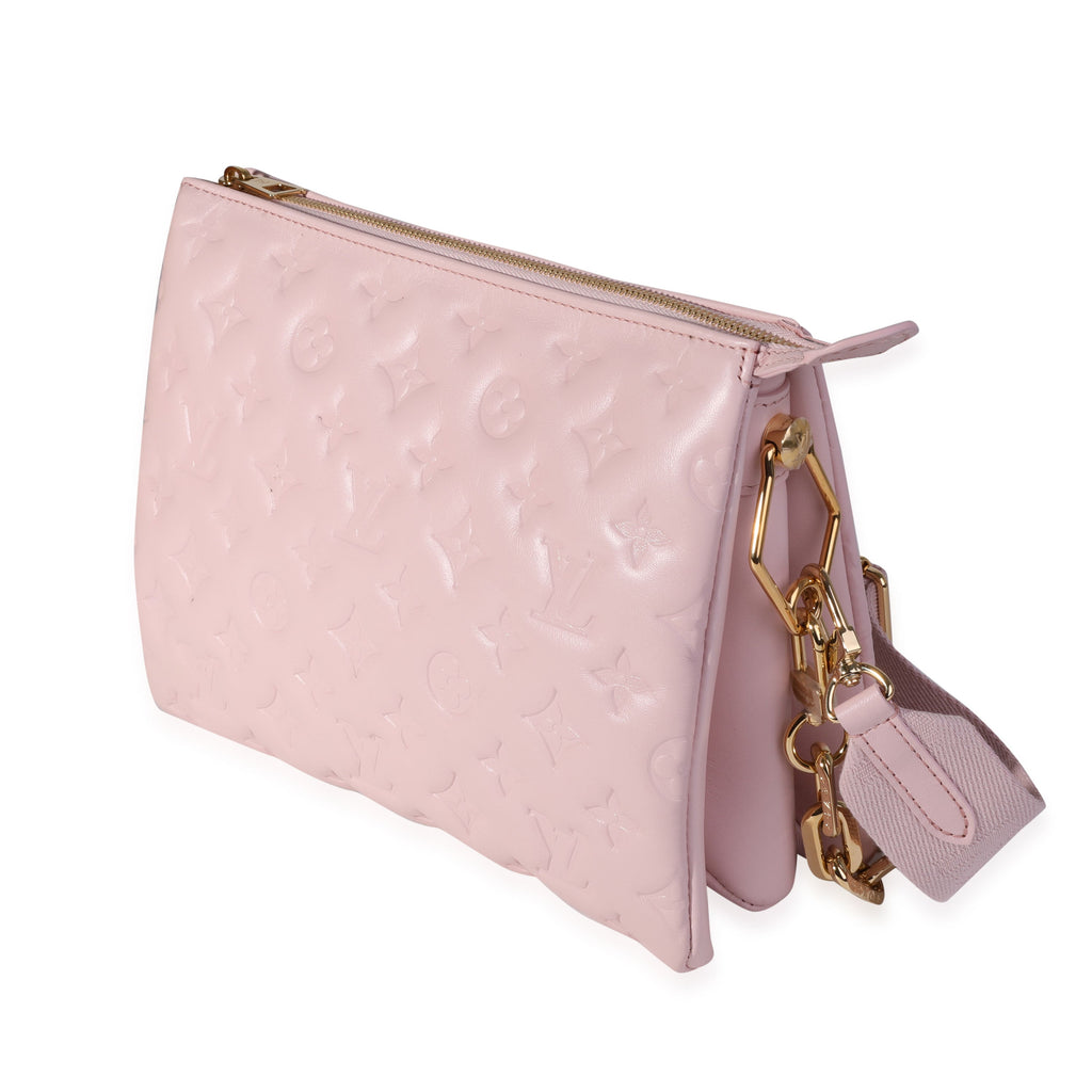 Louis Vuitton Louis Vuitton Rose Pink Monogram Embossed Lambskin Coussin PM