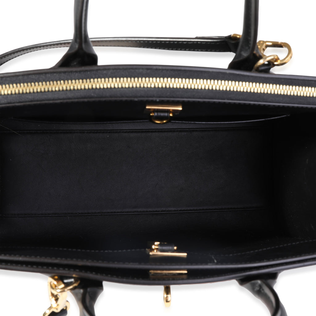 Louis Vuitton Louis Vuitton Black Calfskin & Monogram Canvas City Steamer MM Tote