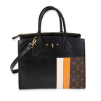 Louis Vuitton Louis Vuitton Black Calfskin & Monogram Canvas City Steamer MM Tote