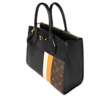 Louis Vuitton Louis Vuitton Black Calfskin & Monogram Canvas City Steamer MM Tote