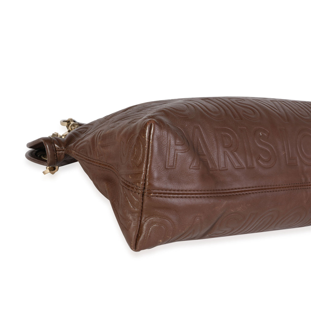 Louis Vuitton Louis Vuitton Limited Edition Brown Embossed Leather Paris Souple Wish Bag