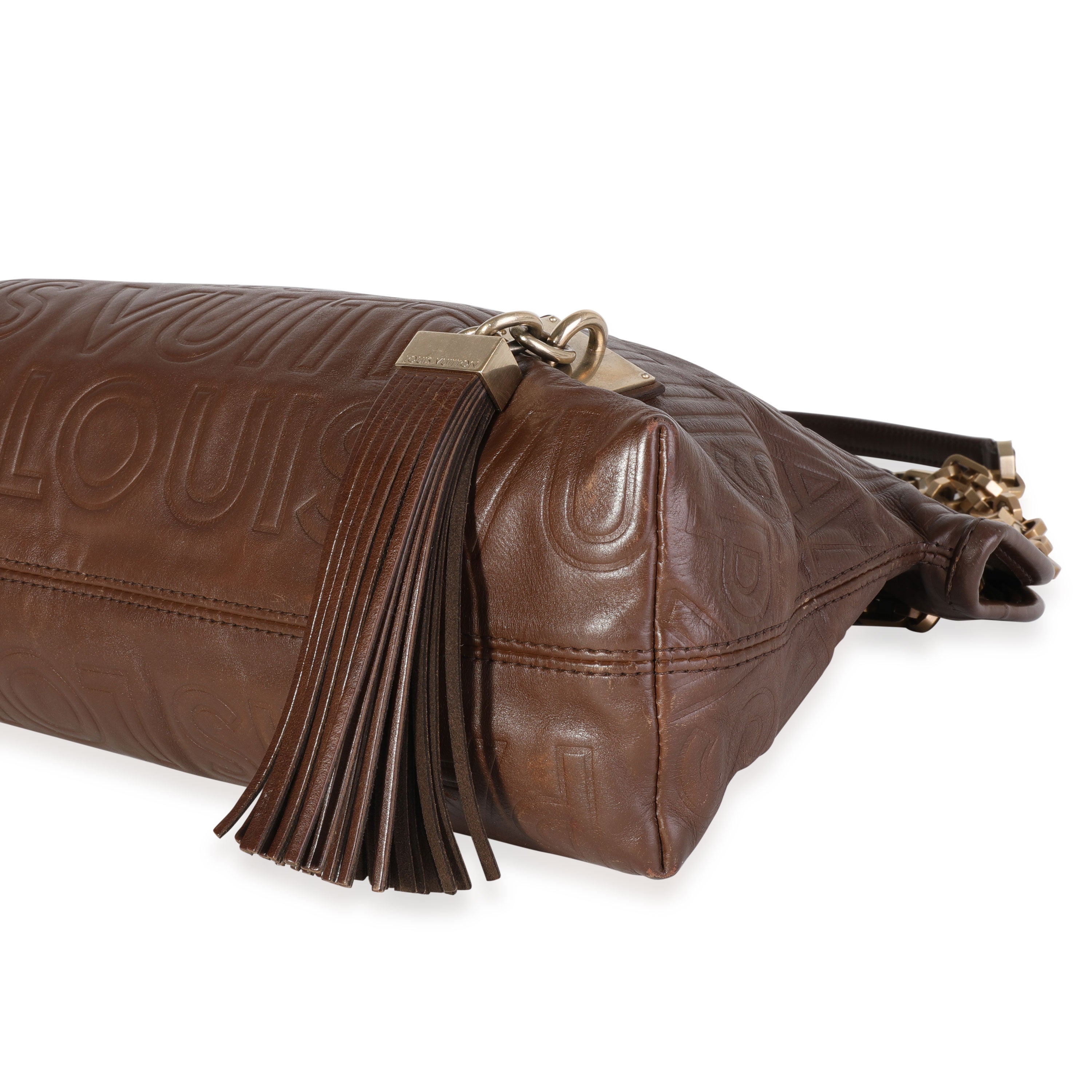 Louis Vuitton Louis Vuitton Limited Edition Brown Embossed Leather Paris Souple Wish Bag