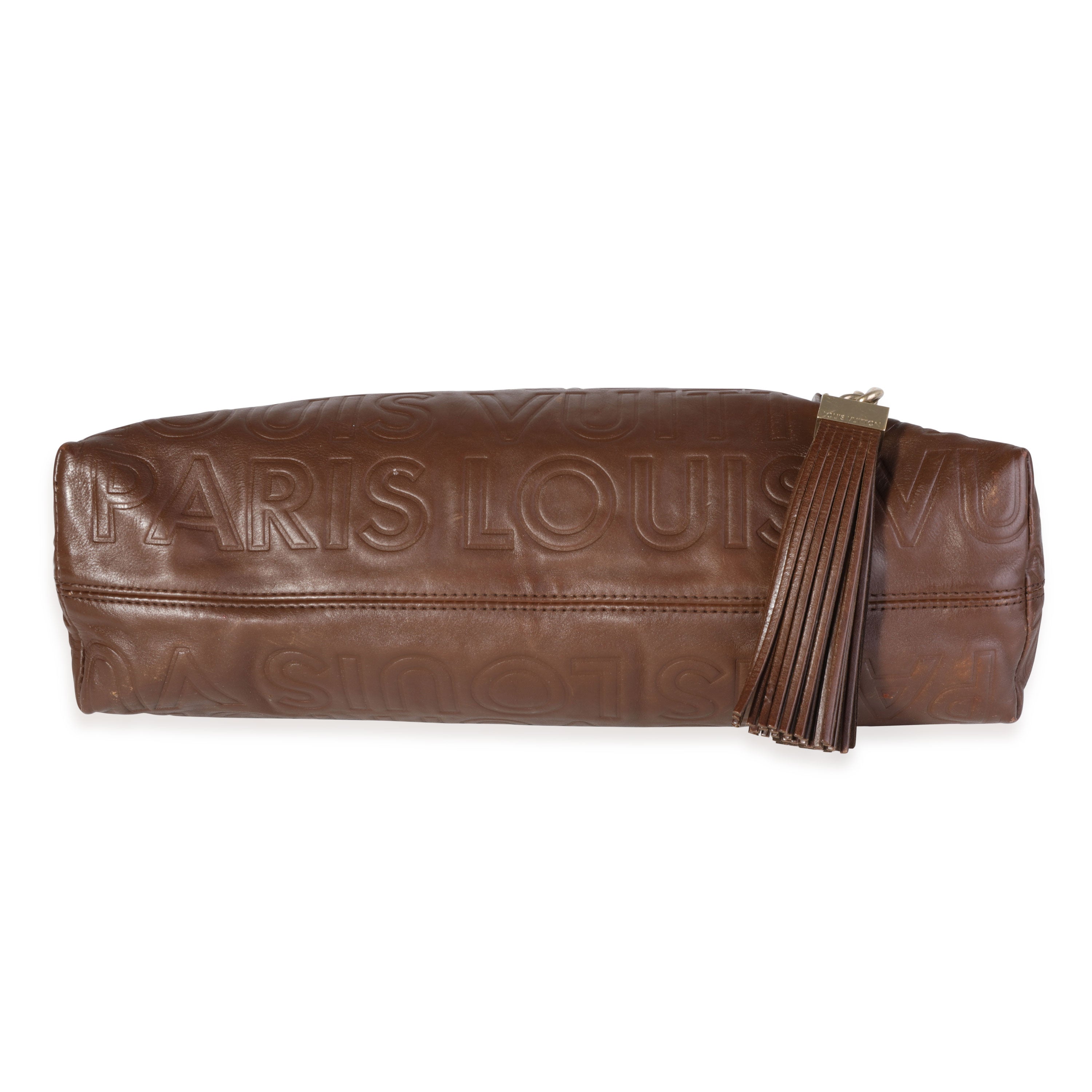 Louis Vuitton Louis Vuitton Limited Edition Brown Embossed Leather Paris Souple Wish Bag