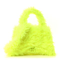 Balenciaga Faux Fur Medium Fluffy Hourglass Top Handle Bag Fluo Yellow