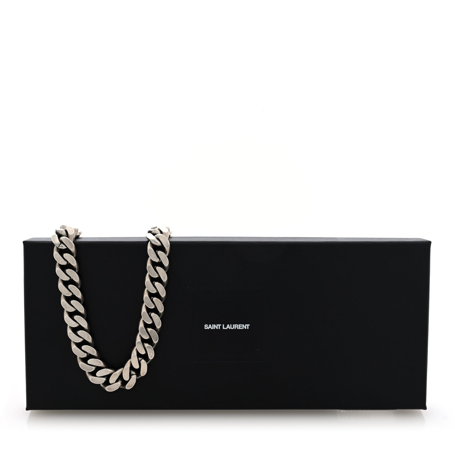 Saint Laurent Metal Curb Chain Necklace Oxidized Silver