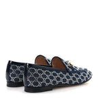Gucci Denim Crystal GG Monogram Horsebit Womens Jordaan Loafers 39.5 Deep Blue Blue Milad
