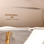 Chanel Shiny Aged Calfskin Quilted Mini Nano Kelly Shopper White