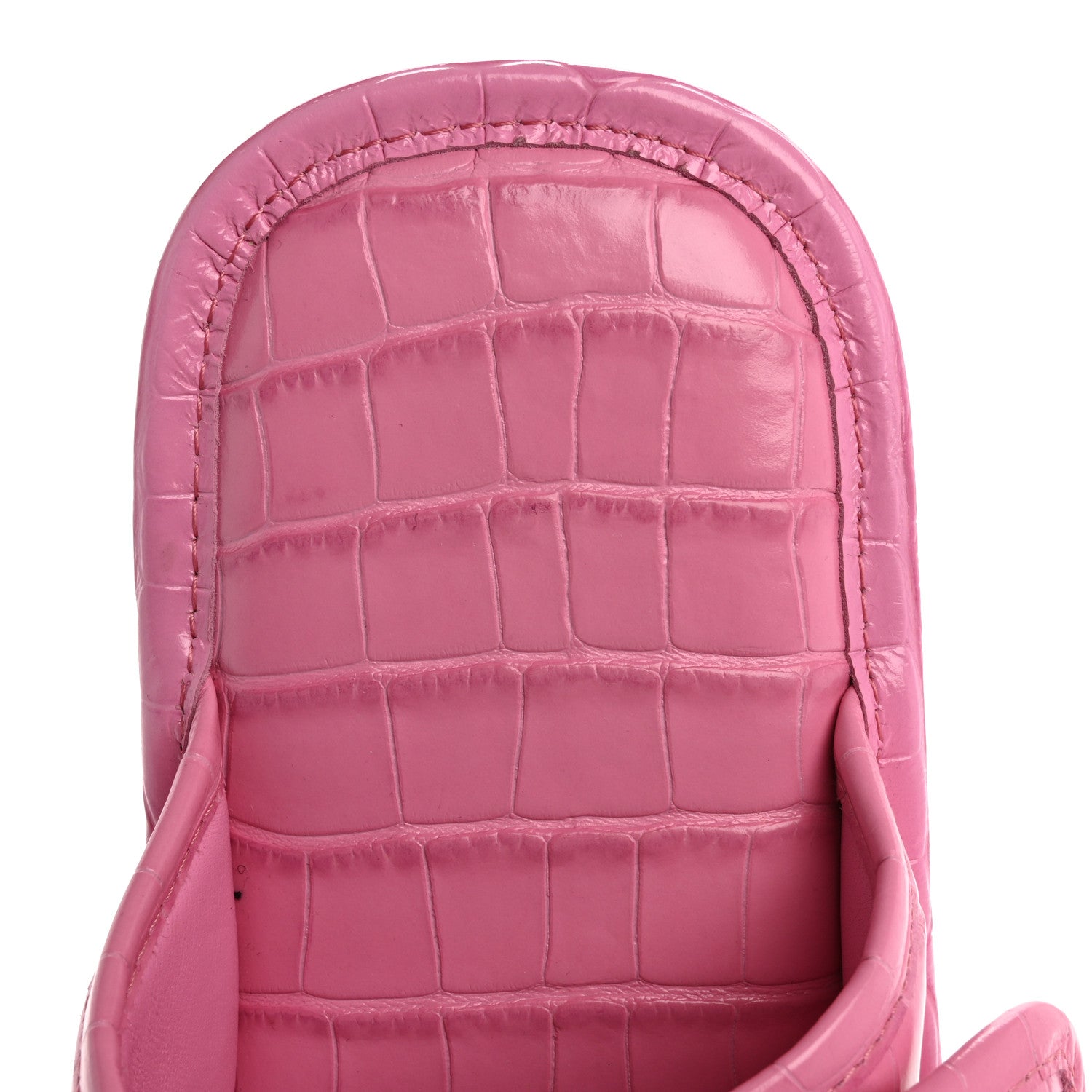 Balenciaga Calfskin Logo Crocodile Embossed Slides 40 Fuxia