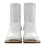 Fendi Glossy Neoprene FFrame Low Ankle Boots 37.5 White