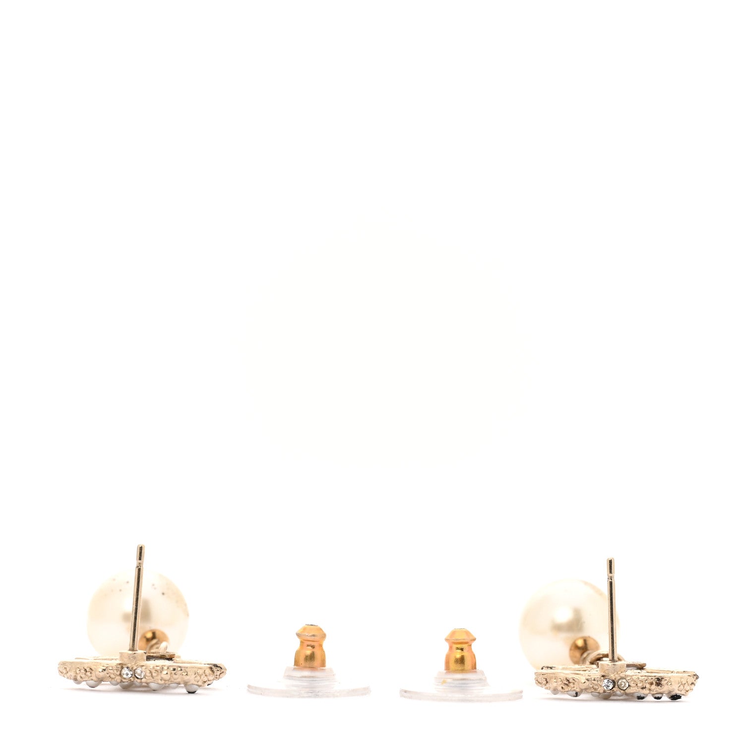 Chanel Crystal Pearl CC Drop Earrings Gold