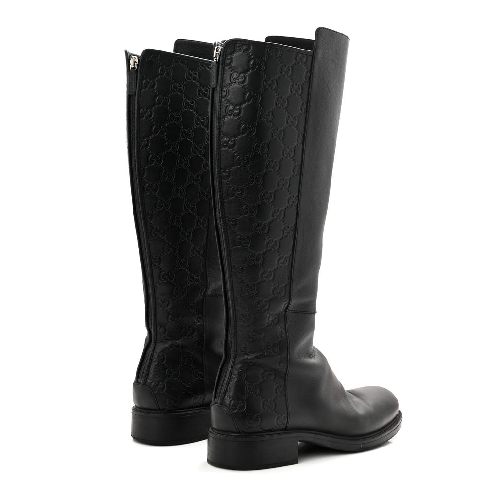 Gucci Microguccissima Knee High Riding Boots 40.5 Black