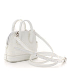 Balenciaga Calfskin Logo Crocodile Embossed Mini Ville Top Handle Bag White Black