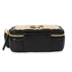 Chanel Gold Quilted Metal & Black Lambskin Mini Vanity Bag