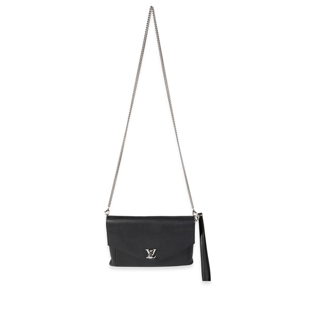 Louis Vuitton Louis Vuitton Black Calf Leather Lockme Chain Pochette
