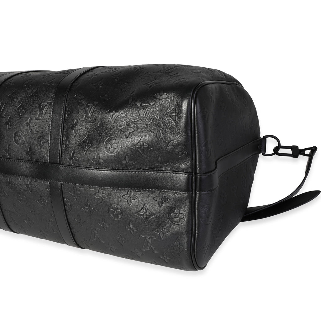 Louis Vuitton Louis Vuitton Black Monogram Shadow Leather Keepall Bandoulière 50