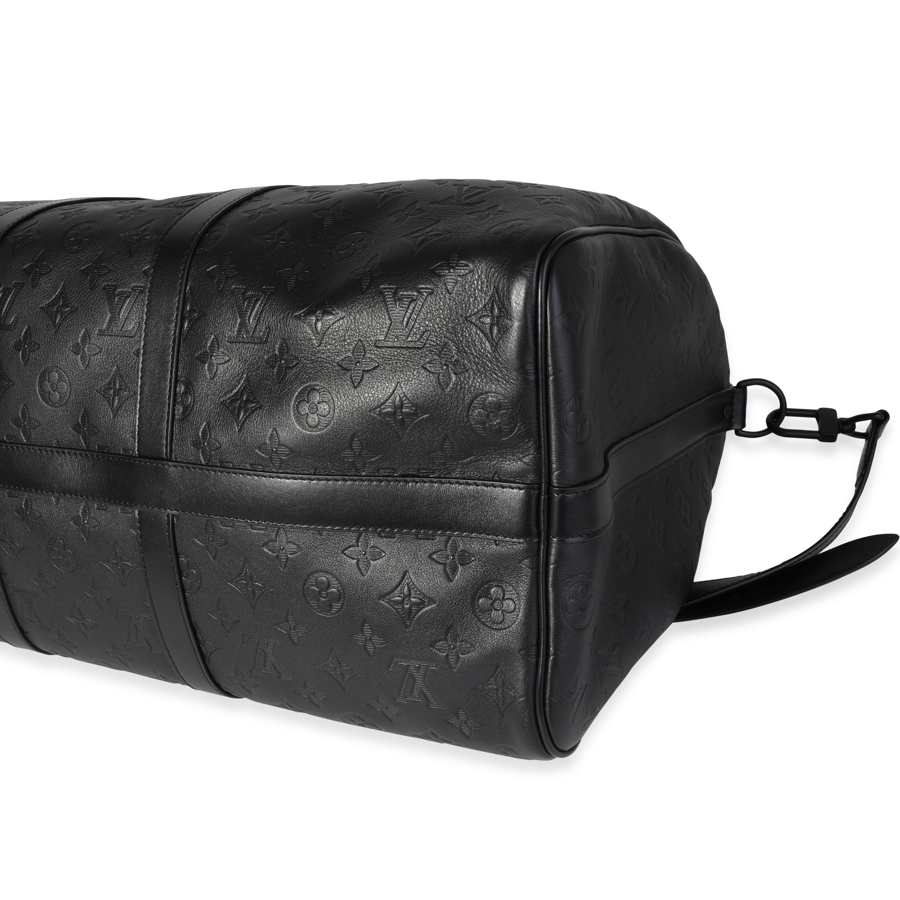 Louis Vuitton Louis Vuitton Black Monogram Shadow Leather Keepall Bandoulière 50